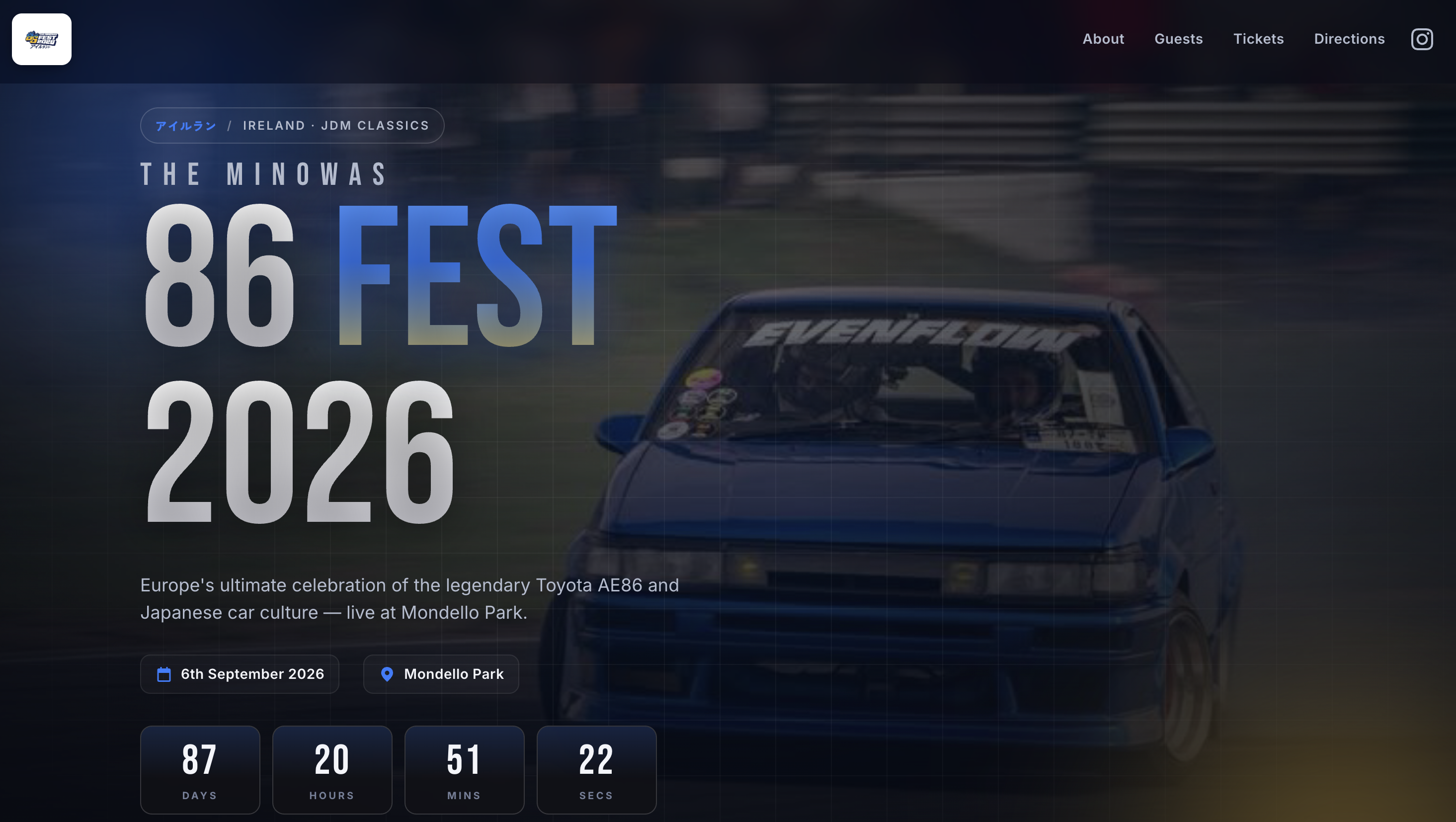 86 Fest 2026 event website by Morey Digital