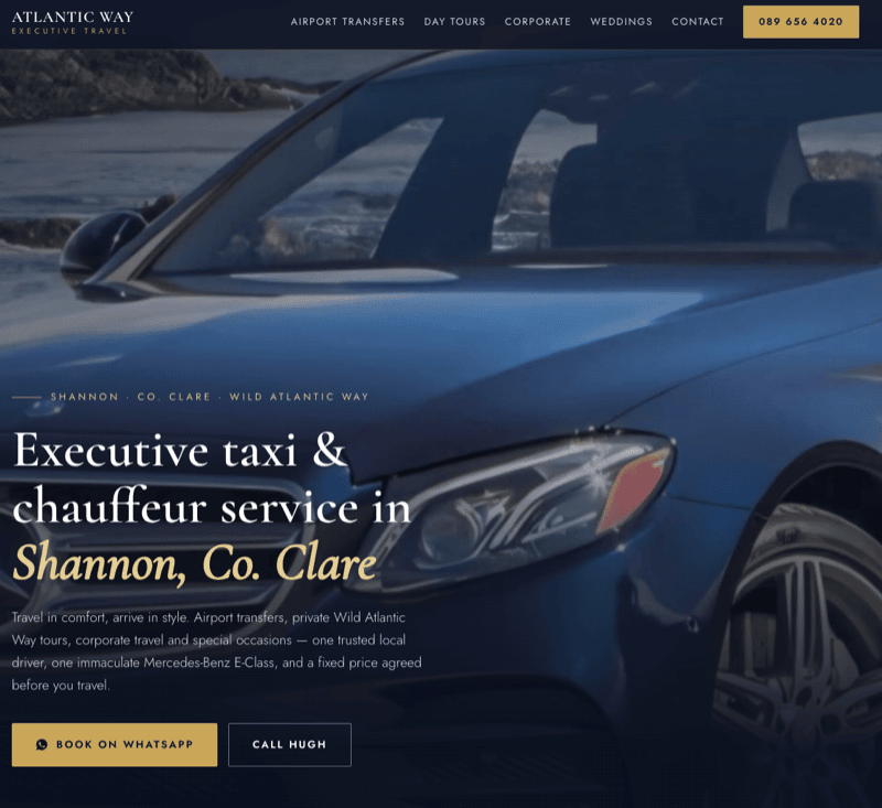 Atlantic Way Executive Travel website by Morey Digital