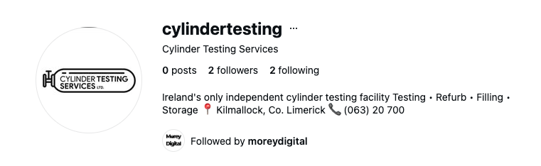 Cylinder Testing Services social media management by Morey Digital
