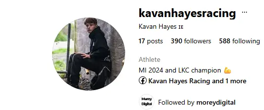 Kavan Hayes Racing social media management by Morey Digital