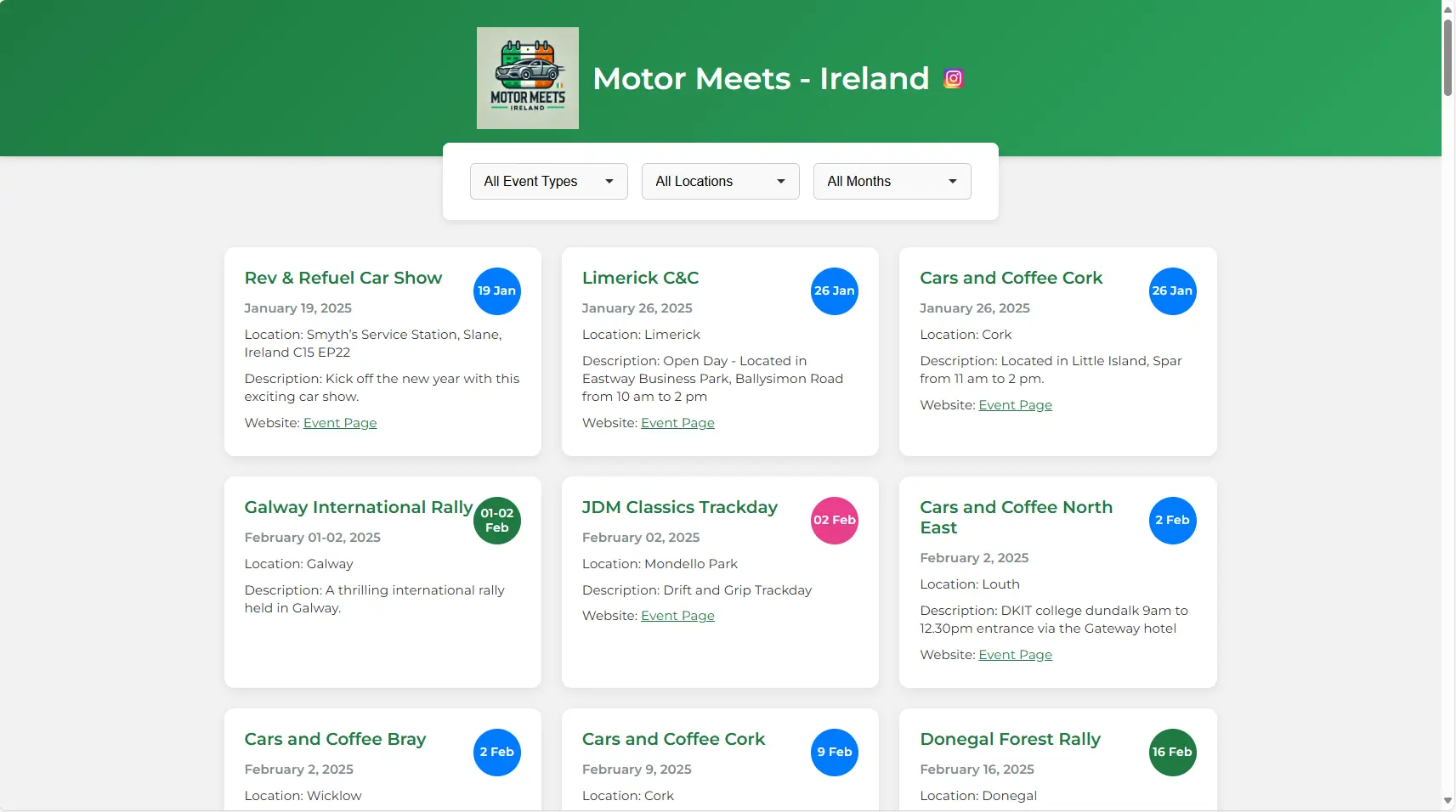 Motor Meets event platform website by Morey Digital