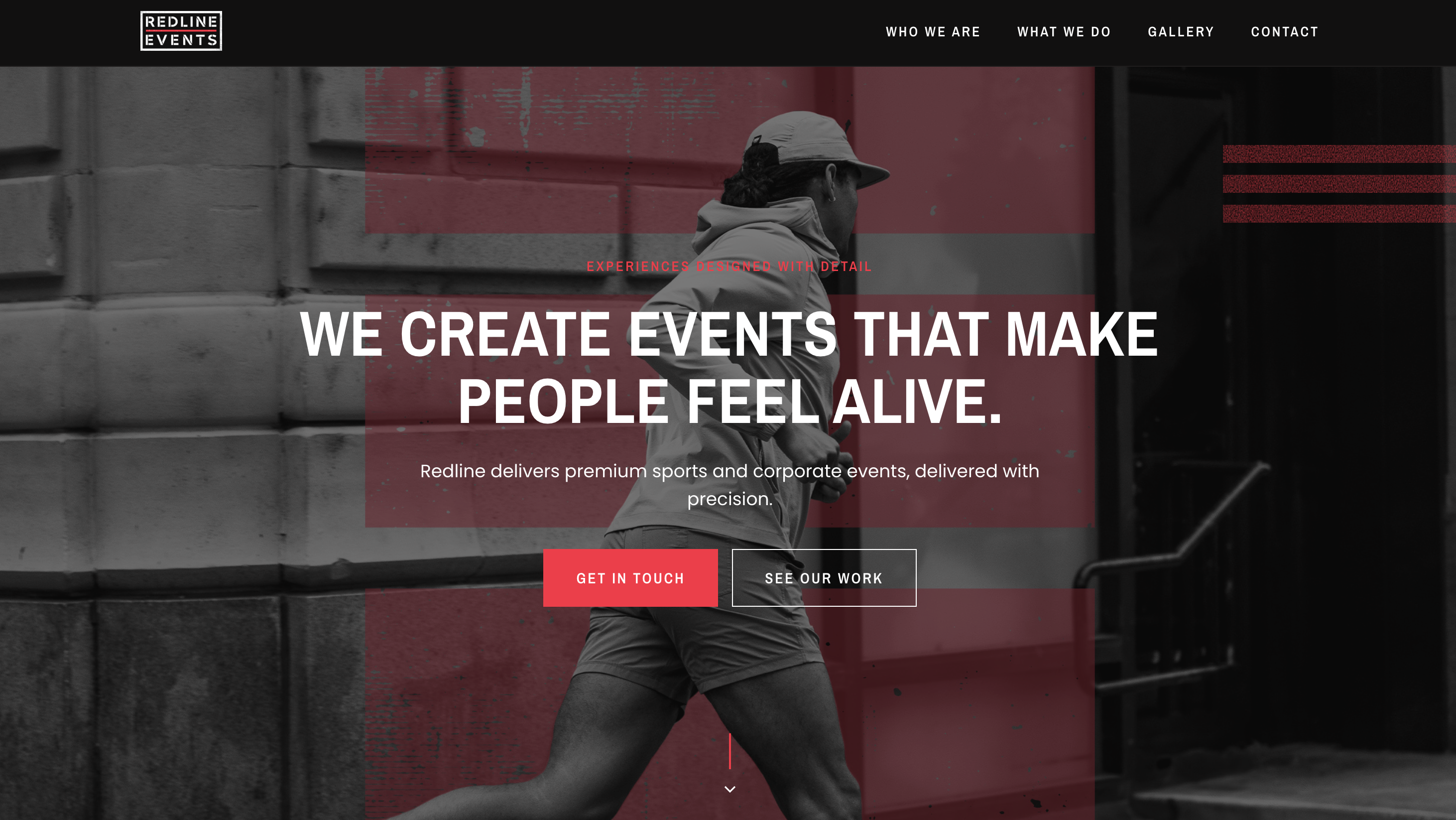 Redline Events website by Morey Digital